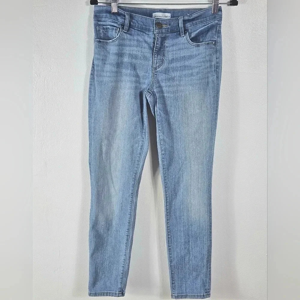 LOFT Modern Skinny Crop‎ Jeans Light Wash Denim Women's Size 26 2
